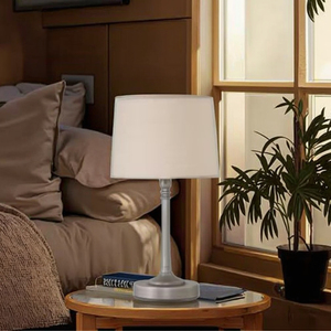 Hiện đại đơn giản Matt Antique Nickel cơ sở và bột yến mạch vải bóng râm E14 bóng đèn bảng đèn sử dụng cho đọc phòng ngủ khách sạn - Product Image 6