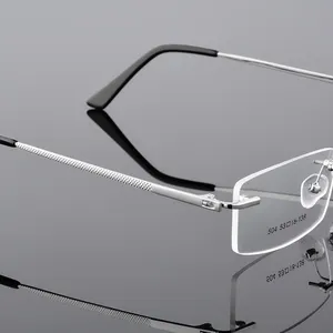Armações de óculos sem aro de liga de metal, armações unissex ultraleve para óculos de grau para miopia