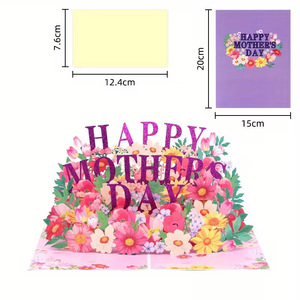 Tarjeta de Felicitación 3D Pop-up para el Día de la Madre, la Mejor Mamá del Mundo, Ramo de Flores Moradas, Disponible en Stock - Product Image 2