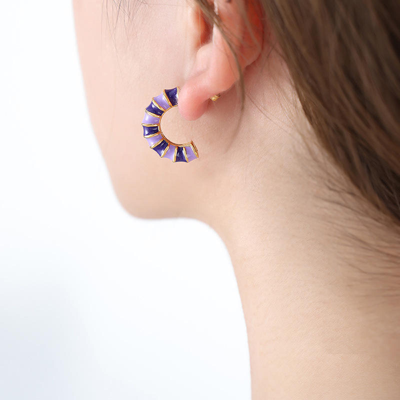 purple oil drop earrings