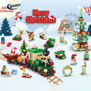 アドベントカレンダークリスマスツリー列車12箱544個クリスマスカウントダウンギフト子供用ミニブロックおもちゃビル - Product Image 2