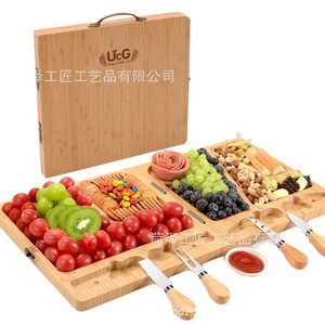 Tabla de queso de madera UcG con asa, bandeja para servir aperitivos y vino en fiestas - Product Image 5