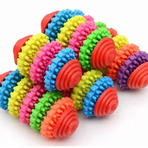 TPR kauçuk renkli çiğnemek dişli oyuncaklar sağlıklı evde beslenen hayvan diş eğitim döner diş bakım oyuncakla...