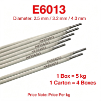 Bâton de soudage en acier doux E6013, conforme à la norme AWS A5.12, anti-trou de soufflage pour le soudage de construction, plusieurs tailles, boîte de 5 kg