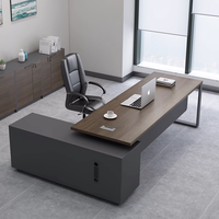Mobilier de bureau moderne de luxe haut de gamme en forme de L avec armoire de rangement en mélamine Design Executive Manager Home Office Desk