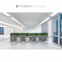 Ensemble de mobilier de bureau moderne modulaire : Poste de travail avec cloison pour 2 personnes