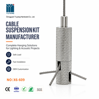 Clip de fixation en laiton nickelé pour câble métallique bifurqué 0,8-2,8 mm pour applications d'éclairage et de gestion des câbles