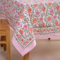 Nappe à motifs floraux imprimés à la main de qualité supérieure Couverture de table faite à la main avec motif brodé complexe pour des utilisations multi-événements