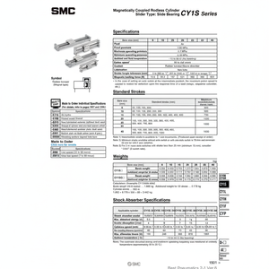 Cilindro sin vástago SMC Pneumatics, piezas neumáticas - Product Image 1