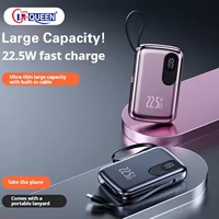Cargador Portátil 2 en 1 Ultra Delgado con Logotipo Personalizado, Pantalla Digital de Alta Capacidad, Carga Rápida, 10000mah 20000mah con Cable Integrado