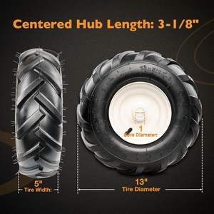 13x5,00-6 дюймов, резиновое колесо для румпеля, 3-1/8, центровочная ступица, 1 ", размер оси, садовый прицеп, тягач, Сменный Набор шин для газонокосилки - Product Image 2