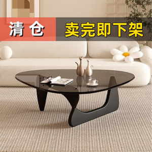 Tempered Glass Coffee <b>Table</b> Solid Wood Top Modern Minimalist Design Living Room Furniture - Product Image 2