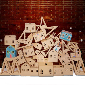 ストッキングクリスマスペーパーハウス手作りクラフトキットライト付きハード段ボール - Product Image 3