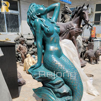 Sculpture de sirène en bronze grandeur nature RELONG, personnalisable, décoration de jardin extérieure à vendre