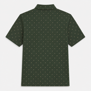 Polo à manches courtes imprimé vert pour homme, coupe classique, en coton respirant, tricoté, décontracté - Product Image 5
