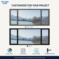 Ventana Corredera de Aluminio de Alta Resistencia para Villa Moderna, Tamaño Personalizado con Vidrio Grande y Diseño de Marco Oscuro