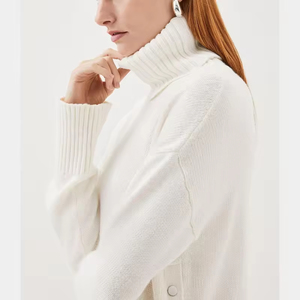 Custom Wholesale Cashmere Blend Roll Neck <strong>Longline</strong> <strong>Jumper</strong> Chunky Knit Loose Pullover <strong>Women</strong> Turtleneck Winter Sweaters - Product Image 2