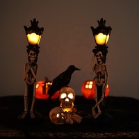 Halloween Simulation Réverbère Lumineux Crâne Squelette Lumière Lieu Disposition Props Décorations De Fête