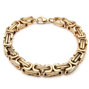 ชุดเครื่องประดับผู้ชาย HOVANCI ดีไซน์โดดเด่น สร้อยคอและกำไลข้อมือสแตนเลสสตีลชุบทอง - Product Image 4