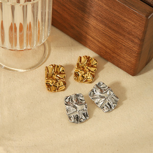 European American Style Geometric <b>Stud</b> <b>Earrings</b> 18K Gold Stainless Steel Fashion Women's Party Jewelry TE6432 G - Product Image 2