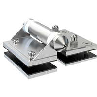 Charnière hydraulique verre-à-verre, finition argent brossé, robuste, à rappel automatique, pour porte vitrée d'exposition avec joints en caoutchouc