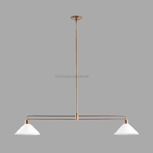 Lustre suspendu moderne de luxe en laiton à 2 lumières, style mi-siècle, luminaire de plafond linéaire réglable pour îlot de cuisine et salle à manger - Product Image 4