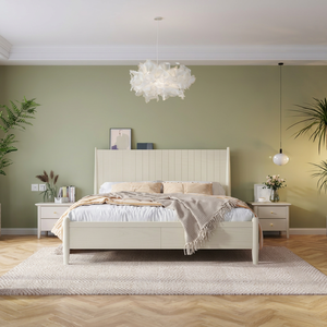 Cadre de lit en bois de style nordique, taille King ou Queen, lit double simple, meubles de chambre à coucher, personnalisation disponible - Product Image 1