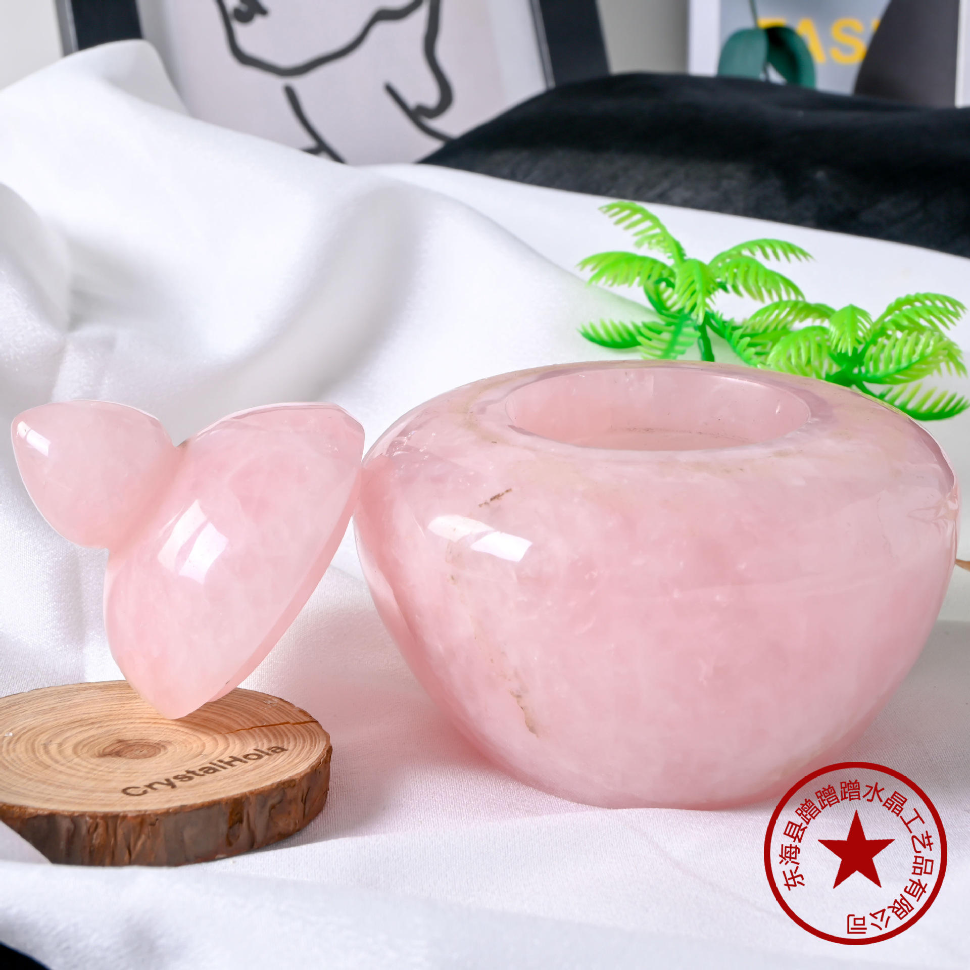 Pot à thé en cristal de quartz rose