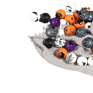 Cuentas de madera impresas para Halloween, calabaza, telaraña, Calavera, cuentas sueltas, accesorios de bricolaje, venta al por mayor, regalos hechos a mano de Halloween - Product Image 5