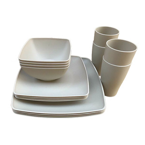 Lot <span class=keywords><strong>de</strong></span> 16 pièces <span class=keywords><strong>de</strong></span> <span class=keywords><strong>vaisselle</strong></span> carrée noire en paille <span class=keywords><strong>de</strong></span> blé, écologique et durable, pour fruits, steak et salade - Product Image 6