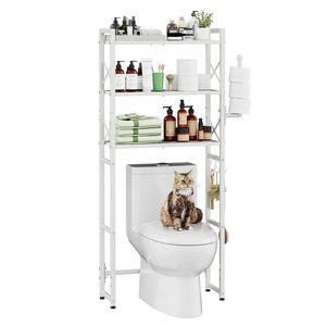 Étagère de rangement au-dessus des toilettes avec porte-papier toilette, étagère de salle de bain en métal robuste à 3 niveaux - Product Image 1