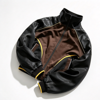 Blouson Bomber Rétro Personnalisé pour Homme avec Manches en Cuir PU et Panneaux Tricotés, Col Montant, Fermeture Éclair Intégrale, Style Vintage Streetwear, Manteau Extérieur OEM ODM