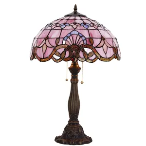 16 × 24 Zoll farbiges Glas Nachttisch Lesetisch Lampen antik rosa S003P Stil Tiffany Tischlampe Fabrik Großhandel Licht