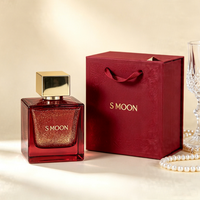 Flacon de parfum carré en verre vide de luxe 30ml 50ml 100ml avec pulvérisateur rose et noir, vente en gros avec boîte cadeau