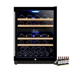 Vente en gros Réfrigérateurs à vin Mini Bar Réfrigérateur à vin encastré Porte en verre Cave à vin 150L 50 bouteilles Refroidisseur