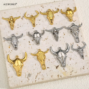 บูล แกลเลอรี |   จี้รูปวัวกระทิงตะวันตกเคลือบทอง 18K PVD บนสแตนเลสสตีล |   จี้รูปวัวสำหรับทำเครื่องประดับ DIY - Product Image 3