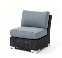 Monaco 7-teiliges modulares Outdoor-Sofaset aus PE-Rattan, 15 cm Schaumstoffkissen, schmutzabweisender Olefin-Stoff, keine Montage erforderlich