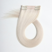 Premium Naturel Blanc Platine Cendré Blonde Remy Réel Russe Vierge Extension de Cheveux Teint Invisible Injecté PU Clip-In Cheveux Humains