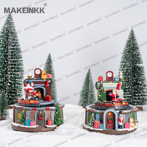 <span class=keywords><strong>Accessoire</strong></span> de village de <span class=keywords><strong>Noël</strong></span> animé, scène de train et de traîneau rotatifs en résine pour décorations de fêtes - Product Image 5
