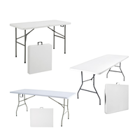 Table de repas rectangulaire moderne en plastique pour extérieur RJ LH-862, pliable, design contemporain, portable pour utilisation en centre commercial
