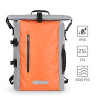 Sac à dos étanche flottant résistant à l'usure en gros, sac à dos personnalisé en PVC, grande capacité de 25 L, sac à dos étanche à enroulement
