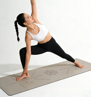 Tapis de yoga en caoutchouc naturel PU avec logo personnalisé, lignes d'alignement, antidérapant, professionnel, de luxe, pour studio de yoga, salle de sport, entraînement physique, Sports4