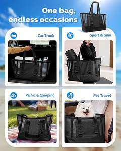 Bolso de Playa Vintage para Mujer, Fabricación OEM ODM en Vietnam, Malla de Poliéster con Revestimiento Impermeable en la Parte Inferior, para Playa, Barco, Piscina y Deportes - Product Image 6