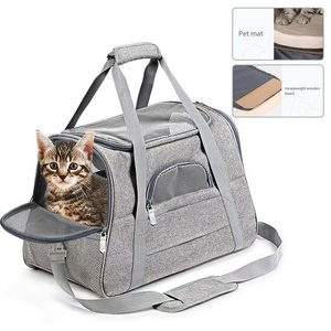 Nylon Polyester Portable Pet Sac À Dos Solide Motif Chien Chat Transporteurs pour <span class=keywords><strong>Avion</strong></span> Voiture Voyage Fermeture Éclair Épaule Transportant Sac De Voyage - Product Image 1