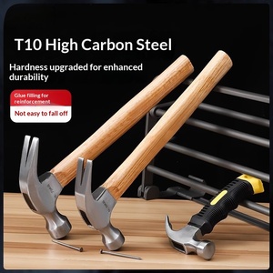 Marteau monobloc en acier à haute teneur en carbone avec manche en bois, pour électricien et charpentier, grande quantité, antidérapant, à ventouse - Product Image 2