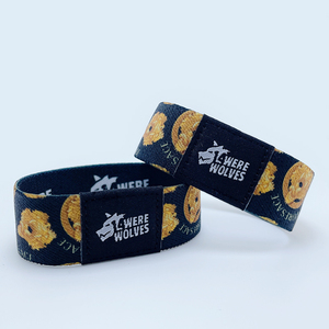 Bracelets de poignet en polyester tissé extensible de marque de créateur fantaisie personnalisés, bracelets de poignet élastiques pour événements - Product Image 3