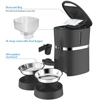 Minuterie automatique 4L Mangeoire intelligente pour animaux de compagnie 2 repas Distributeur d'eau par gravité Wifi à piles pour 2 chats/chiens Matière plastique