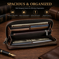Portefeuille en cuir véritable pour homme, style vintage, motif alligator, porte-chéquier, porte-cartes de crédit, fermeture éclair, polyester