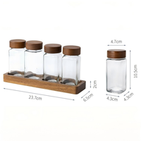 Distributeur de grains de café, boîte de rangement pour thé, pot hermétique, petite bouteille en verre, couvercle en bois d'acacia massif, présentoir