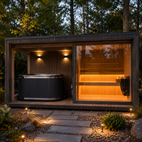 Ruang Sauna Mewah HG dari Kayu Cedar Merah dengan Jendela Samping Panoramic dan Bak Mandi Es Modern untuk Vila Kelas Atas dan Spa Kesehatan Profesional